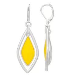 Napier Silver Tone Yellow Center Orbital Drop Earrings