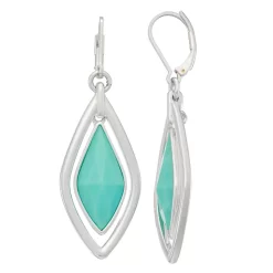 Napier Silver Tone Aqua Center Orbital Drop Earrings