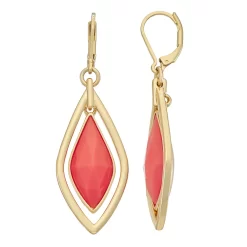 Napier Gold Tone Coral Center Orbital Drop Earrings