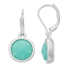 Napier Silver Tone Aqua Center Drop Earrings
