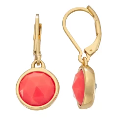 Napier Gold Tone Coral Center Drop Earrings