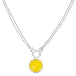 Napier Silver Tone Yellow Medallion Double-Strand Necklace