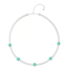 Women's Napier Necklace 16In Seasonal Color Illusion Collar - Silver /Turquoise