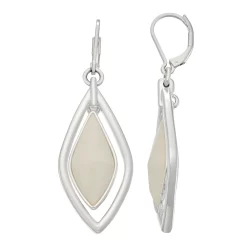 Napier Silver Tone White Orbital Drop Earrings
