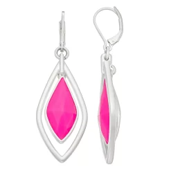 Napier Silver Tone Pink Orbital Drop Earrings