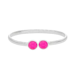 Napier Silver Tone Pink Medallion Cuff Bracelet