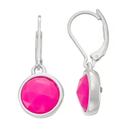 Napier Silver Tone Pink Medallion Drop Earrings