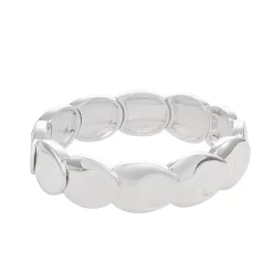 Napier Silver Tone Polished Round Link Stretch Bracelet
