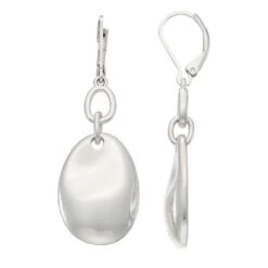 Napier Silver Tone Oval Disc Drop Earrings