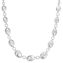 Napier Silver Tone Polished Oval Link Station Necklace