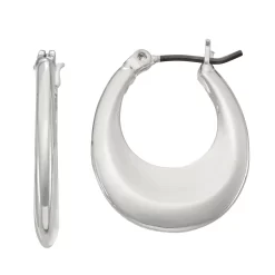 Napier Silver Tone Puffed Oval U-Hoop Earrings