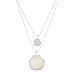 Napier Silver Tone Shell Double-Row Pendant Necklace