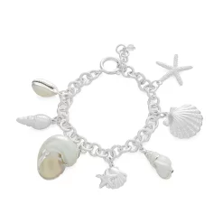 Napier Silver Tone Shell Charm Bracelet