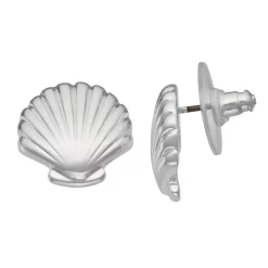 Napier Silver Tone The Beach Life Seashell Stud Earrings