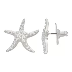 Napier Silver Tone Starfish Stud Earrings