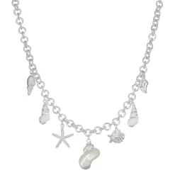 Napier Silver Tone Shell Charm Necklace