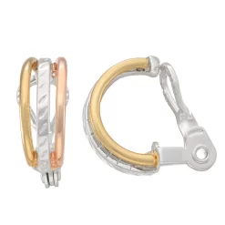 Napier Tri-Tone C-Hoop Clip-On Earrings