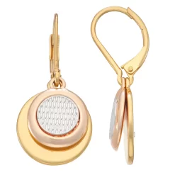 Napier Tri-Tone Double Disc Drop Earrings
