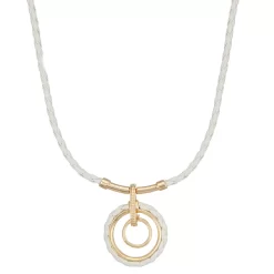 Napier Gold Tone White Cords Pendant Necklace