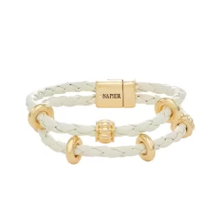 Napier Gold Tone White Cords Flex Bracelet